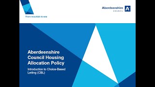 Aberdeenshire Council Housing Allocation Policy introduction [upl. by Eilahs]