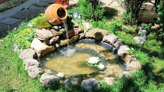 DIY Small Garden Pond with Waterfall amp Rock Garden [upl. by Yahs]