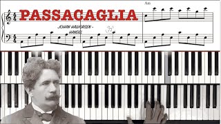 PASSACAGLIA  JOHAN HALVORSEN  HANDEL  Piano Tutorial [upl. by Shevlo]