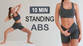 10 Min ALL STANDING ABS Workout  Daily Routine No Jumping No Repeat No Equipment [upl. by Meelak]