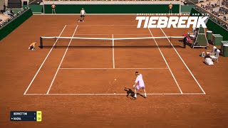 TIEBREAK  Rafael Nadal Vs Matteo Berrettini I Roland Garros I Expert Difficulty PS5 [upl. by Fanya]