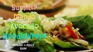 Raw Vegan Dinner Summer Mango Avocado Noodle Wraps [upl. by Nireves]