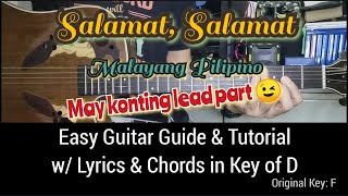 Salamat Salamat  Malayang Pilipino Easy Guitar Guide amp Tutorial w Lyrics amp Chords [upl. by Aylmer]