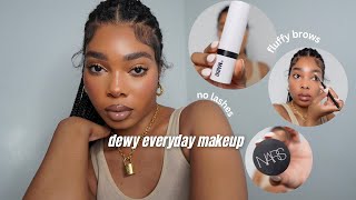 GRWM Dewy Makeup Tutorial for Black Women  Everyday Makeup Brown Skin [upl. by Cowley]