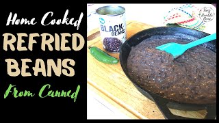 EASY REFRIED BEANS FROM CANNED BEANS How to make canned beans taste like home cooked refried beans [upl. by Cirnek]