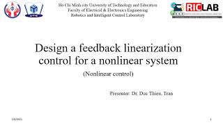 Design feedback linearization control for nonlinear system with MATLAB Simulink Nonlinear control [upl. by Nylesoy]