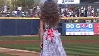 9 Year Old Athena Creese singing the National Anthem at a 2010 MLB Spring Training Game [upl. by Winna843]