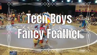 Teen Boys Fancy Feather  2023 Hunting Moon Pow Wow  Powwowscom [upl. by Esele]