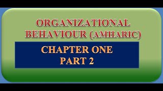 organizational behavior chapter 1 part 2 [upl. by Anyaled9]