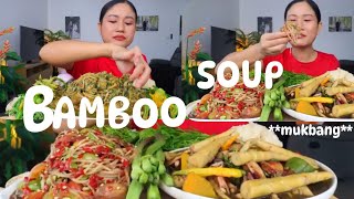 MUKBANG BAMBOO SHOOTS SOUP WITH PAPAYA SALAD [upl. by Cathy]