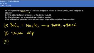 2 On adding a drop of barium chloride solution to an aqueous solution of sodium sulphite white [upl. by Akemal]