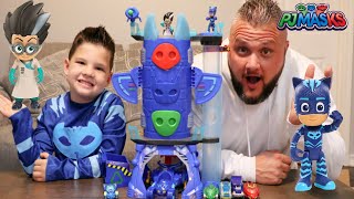 PJ MASKS CATBOY HELP CALEB Cross LAVA FLOOR to SAVE PJ MASKS Deluxe Battle HQ PLAYSET TOY FROM ROMEO [upl. by Adabel951]