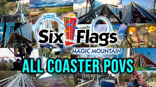 Six Flags Magic Mountain All Major Coaster POV Compilation in 4K [upl. by Arded287]