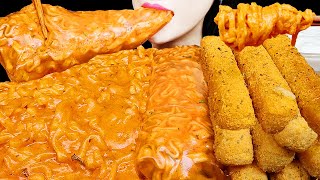 ASMR CHEESY CARBO FIRE NOODLE MOZZARELLA CHEESE STICKS 까르보불닭 뿌링클 먹방 EATING SOUNDS MUKBANG [upl. by Pleasant89]