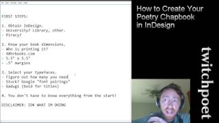 How To Create Your Poetry Chapbook in InDesign  PT 1 [upl. by Adnorehs600]