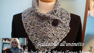 Scaldacollo alluncinetto Video tutorial Scarf crochet [upl. by Stalk]