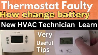 Central AC Digital thermostat defective how change battery Honeywell thermostat how open change [upl. by Labaw]