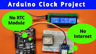 Neo GPS 6m Date amp Time I2C LCD  Arduino Clock  Uno  Arduino Iot Cloud teachmesomething [upl. by Anaihsat]