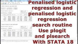 Penalised logistic regression penalised logistic regression search routine plogit plsearch STATA 18 [upl. by Enelrahc962]