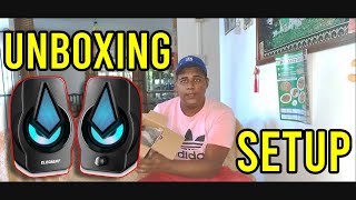 Unboxing  ELEGIANT SR600 PC Gaming USB Speakers 3 lighting mode [upl. by Eulaliah778]