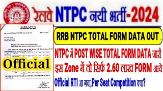 RRB NTPC भर्ती Big News TOTAL FORM DATA इस ZONE से OUTOfficial RTIसिर्फ 260 लाख FORMCOMPETITION [upl. by Nohs]