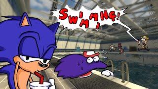 Sonic vs Snick Swimming  Challenge 2 Garrys mod animation [upl. by Drusie]