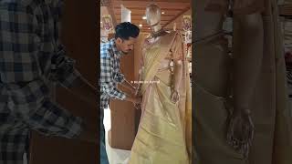 How to drape Kanchipuram silk saree in perfect hand prepleting drapingsaree sareewearing [upl. by Cyrilla260]