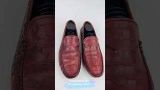 Tods Mens Crocodile Driving Burgundy Shoes Size 44445 Made in Italy tods [upl. by Okiruy198]