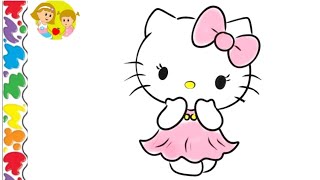 How to draw hellokitty drawing🐱🐈🌈❤️💛❤️stepbystep hellokittydrawing colouring easydrawingkidart [upl. by Gustie]