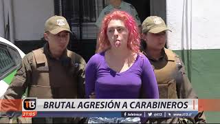 Brutal agresión a carabineros en el Paseo Ahumada [upl. by Hanauq]