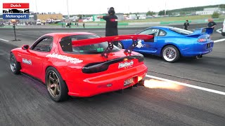 JDM Cars Drag Racing  3Rotor Turbo RX7 1300HP Skyline GTR Supra Stagea 2000HP GTR Lancer Evo [upl. by Abey]