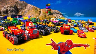 Cars McQueen Monster Truck Mack Hauler Jackson Storm Shu Todoroki George NewWin Miguel Camino Mater [upl. by Aihcropal]