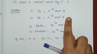 Diffie Hellman Algorithm Unit 3 Cryptography Anna University [upl. by Kaule540]