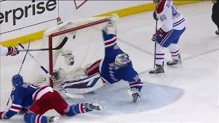 Lundqvist makes a twirling blocker save [upl. by Gorges]