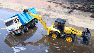 TATA Truck Accident Deep Mud Pulling Out Jcb  Tata Dumper  Tata Tipper  Cartoon video Jcb Tractor [upl. by Adamina958]