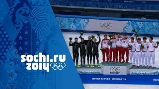 Short Track Speed Skating  Mens 5000m Relay  Russia Win Gold  Sochi 2014 Winter Olympics [upl. by Enyaht]