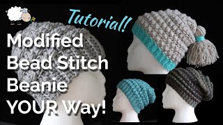 Modified Bead Stitch Beanie Crochet Tutorial [upl. by Suoirad]