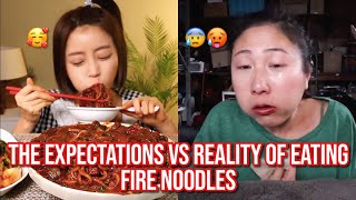 the EXPECTATIONS vs REALITY of eating fire noodles [upl. by Handel]