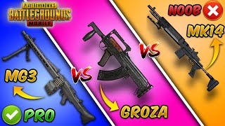 MG3 vs GROZA vs MK14 Ultimate Weapon Comparison in PUBG MOBILE amp BGMI Tips amp Tricks GuideTutorial [upl. by Enomaj199]