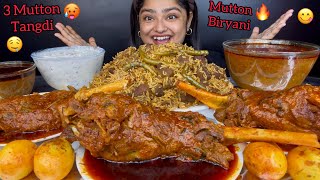 3 SPICY MUTTON RAAN CURRY WITH HYDERABADI MUTTON BIRYANI AND FRIED EGGS SPICY GRAVY ASMR MUKBANG [upl. by Suivatnad807]