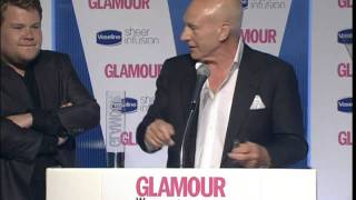 James Corden and Patrick Stewart clash at Awards [upl. by Nahtaneoj]