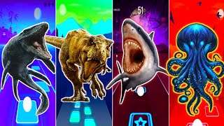 🦖JurassicWorld Mosasaurus🆚The Tyranosaurus🆚The Megalodon🆚The Kraken CoffinDance Song TilesHop [upl. by Hazel]