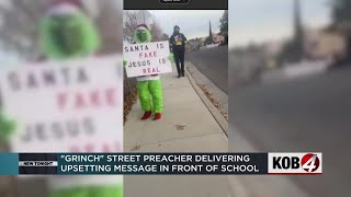 Grinch street preacher delivers upsetting message in front of elementary school [upl. by Rori]