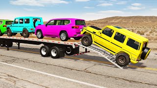 Flatbed Truck Mcqueen  Transportation with Truck  Pothole vs Car 193  BeamNGDrive [upl. by Noorah]