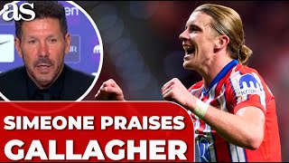 SIMEONE praises GALLAGHER after scoring his FIRST GOAL with ATLÉTICO [upl. by Pass]