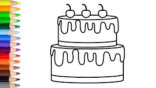 How to draw cake easy step by step  very simple cake drawing video tutorial drawing for kids easy [upl. by Aneehta]