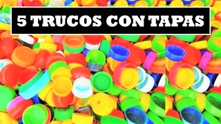 👳‍♂ MANUALIDADES Con Tapas de Botellas Plasticas  5 crafts with plastic bottle caps [upl. by Eniak]