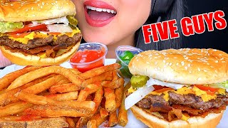 ASMR BACON CHEESEBURGER amp FRIES  FIVE GUYS BURGERS  EATING SOUNDS  ASMR Phan [upl. by Hultin317]