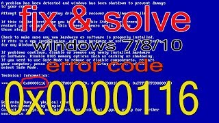 How to Fix Blue Screen of Death Stop Error 0x00000116 Windows 7810 2020 by easy method [upl. by Hickey]