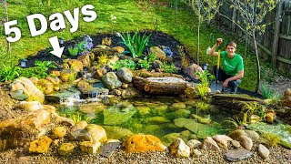 DIY Budget Ecosystem Pond  Solo Build in 5 Days by Hand [upl. by Llehsyar]